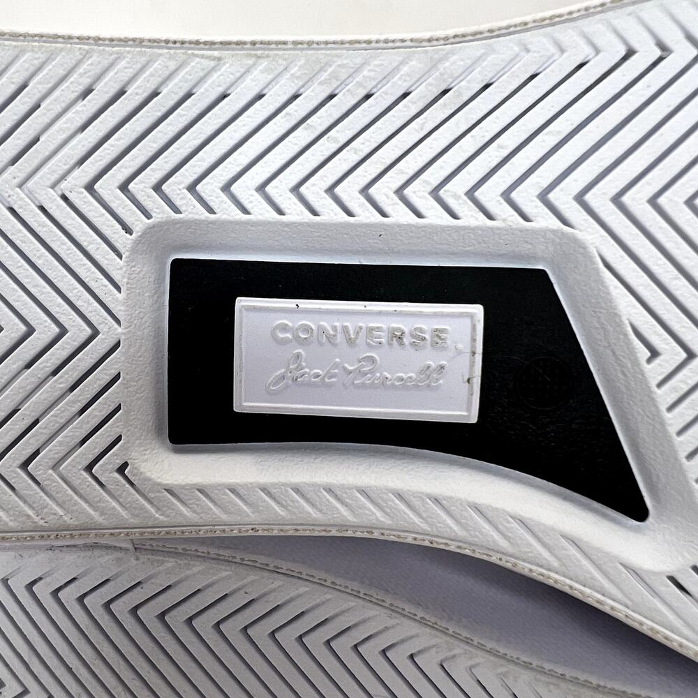 Converse X Jack Purcell Vintage RARE White Leather Croc Embossed Silver Sneakers - Picture 8 of 9